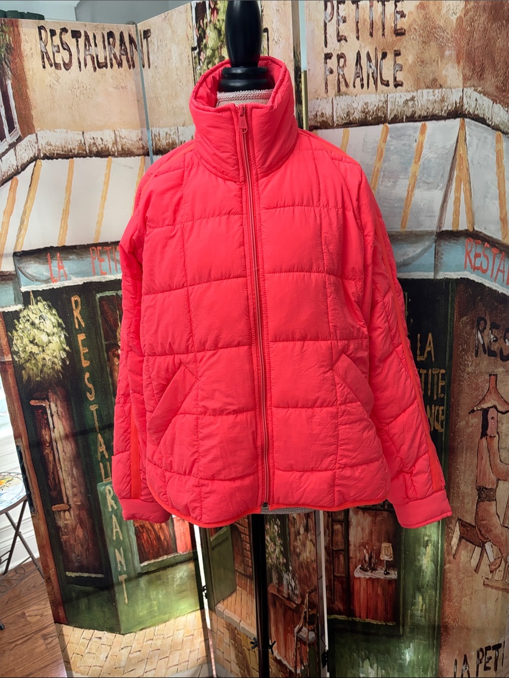 Free People Bright Red Quilted Puffer Jacket